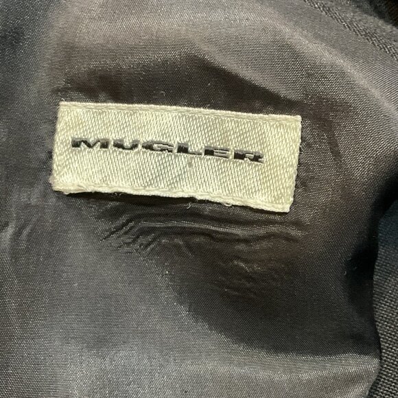 Mugler Black Wool Cocktail Dress with Feather Trim Size S - Picture 6 of 12